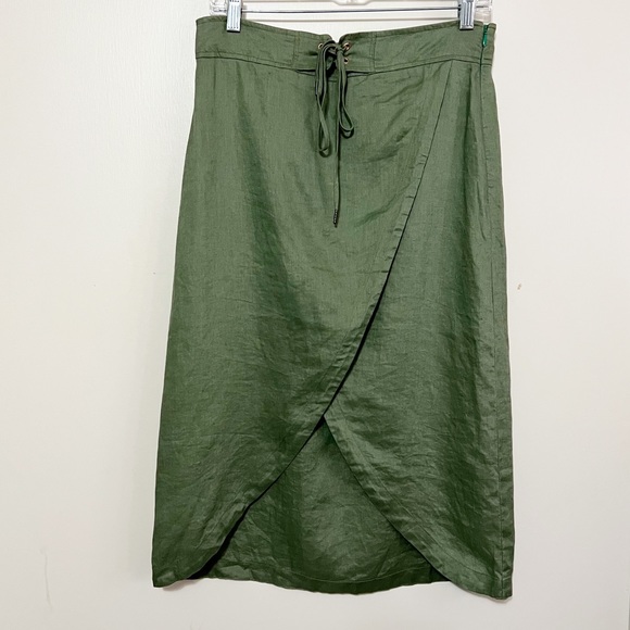 Anthropologie Dresses & Skirts - Anthropologie Sanctuary Green Linen Wrap Skirt S